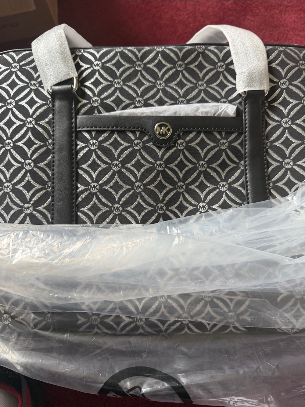 Michael Kors Black & White Printed Logo Tote